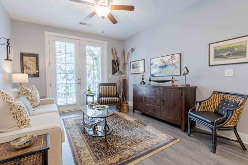 Living Room With Ceiling Fan at Bulls Creek, Charleston