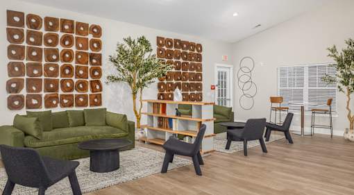 clubhouse with couches and chairs