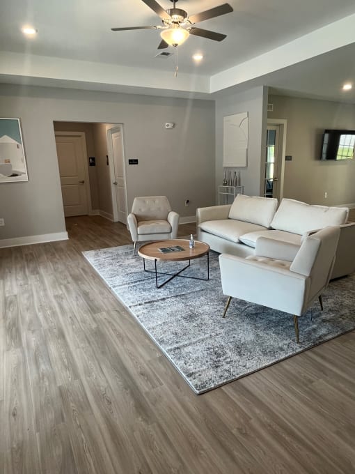 Living Area With Ceiling Fan at Gentry Place, Pickens, SC