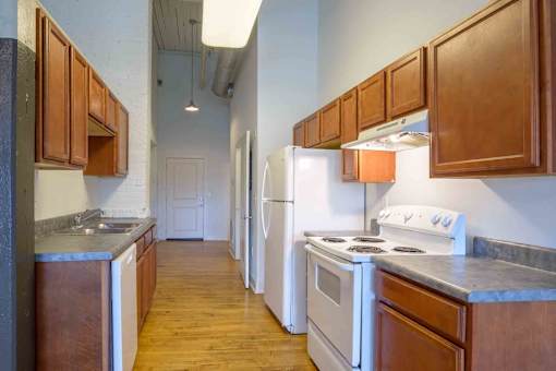 Modular kitchen at Kemper Lofts Apartments, Virginia, 24501
