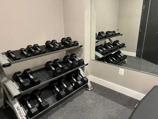 Fitness Center with Free Weights at Poland Hill Senior Apartments, Virginia