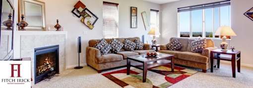 Living Room with a Fireplace at Berea Heights Villas Apartments, Greenville, SC