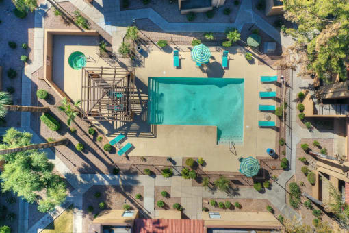 Aerial Pool atAvenue 8 Apartments in Mesa AZ Nov 2020