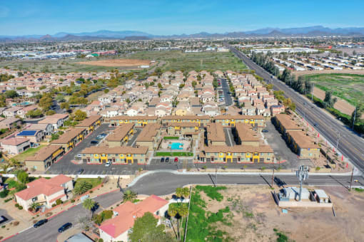 Aerial view at San Vicente Townhomes in Phoenix AZ
