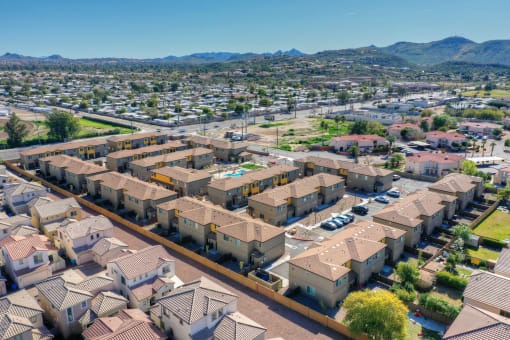 Aerial view at San Vicente Townhomes in Phoenix AZ