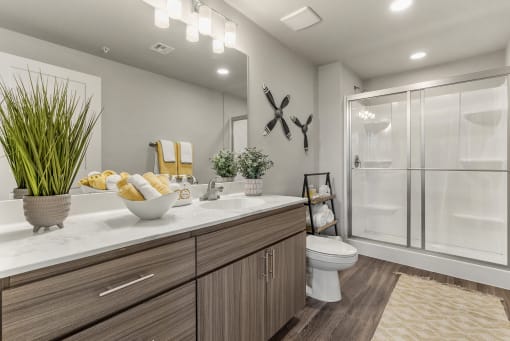 Bathroom at V on Broadway Apartments in Tempe AZ November 2020 (2)