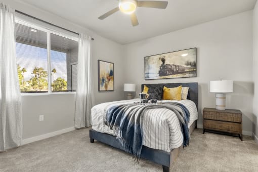 Bedroom at V on Broadway Apartments in Tempe AZ November 2020 (6)