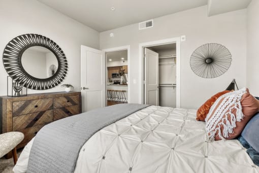 Bedroom at V on Broadway Apartments in Tempe AZ November 2020