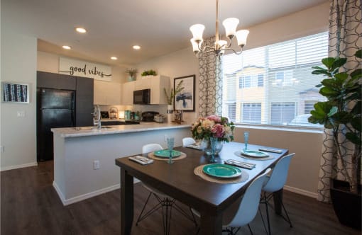 Dining area breakfast bar and kitchen at San Vicente Townhomes in Phoenix AZ