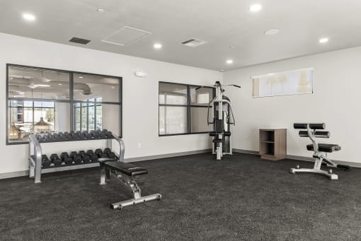Fitness center at V on Broadway Apartments in Tempe AZ November 2020 (3)