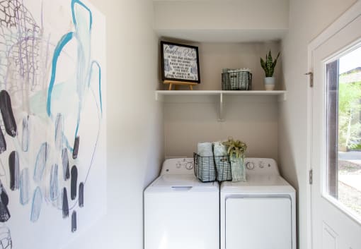 In unit washer and dryer at San Mateo Townhomes in Phoenix AZ July 2021