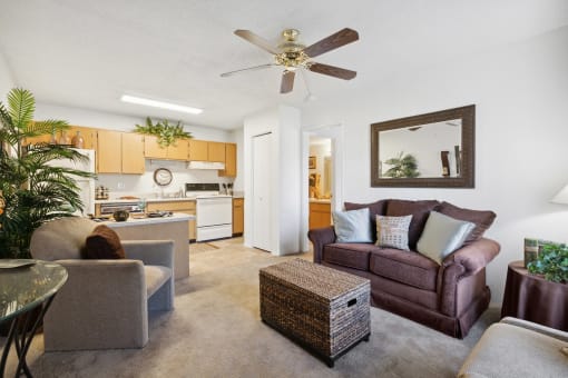 Living Room and kitchen at Shorebird Apartments in Mesa Arizona