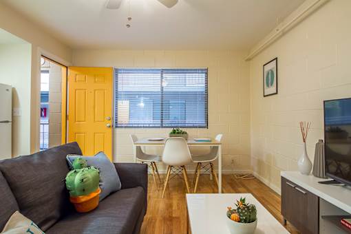 Living Room Dining Area at University Lofts Apartments near University of Arizona in Tucson Arizona