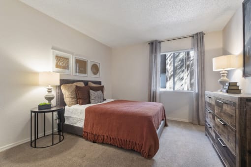 Master bedroom at Avenue 8 Apartments in Mesa AZ Nov 2020