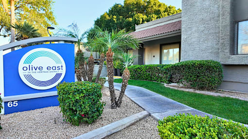 Monument Sign at Olive East Apartment in Gilbert Arizona