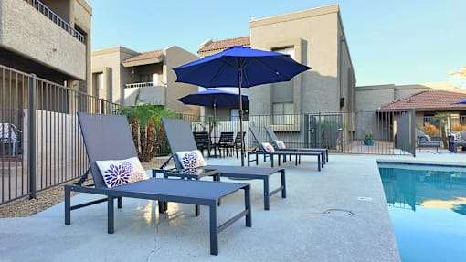 Pool Lounge Area at Olive East Apartment in Gilbert Arizona