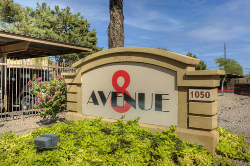 Sign at Avenue 8 Apartments in Mesa AZ Nov 2020