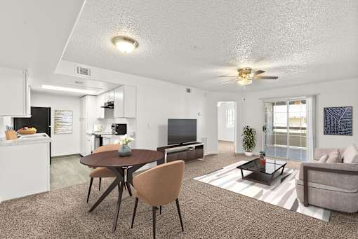 Two bedroom common area at Silver Cliffs Apartments in Bullhead City Arizona