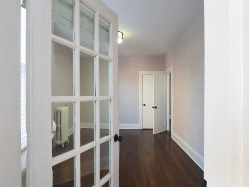 Room with white doors at The Packard, West Hartford, Connecticut
