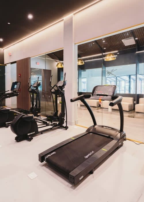 a gym with a lot of equipment in it at Up House, Connecticut, 06032