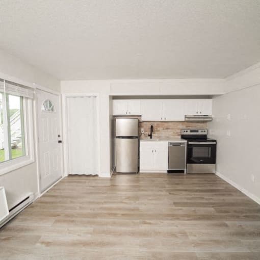 Kitchen and living room at Woodbury, Woodbury, CT