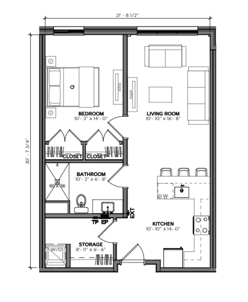 1 Bedroom Unit Type