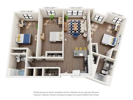 A diagram shows the layout of a studio apartment with dimensions.