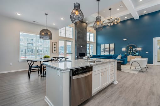 clubhouse with kitchen island