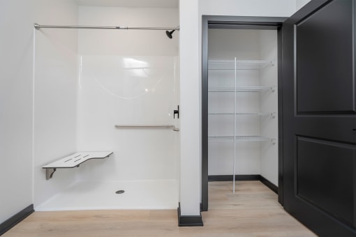 bathroom shower and closet