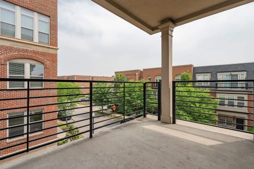 a view of the balcony at the bradley braddock road station apartments