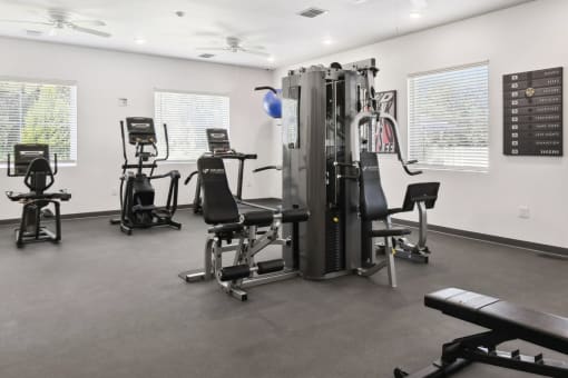 the gym at the residence apartments sc at Gibson Oaks, Lakeland, 33809