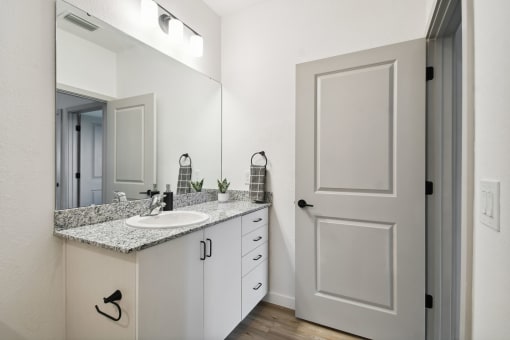 a bathroom with a sink and a mirror at Gibson Oaks, Lakeland, 33809