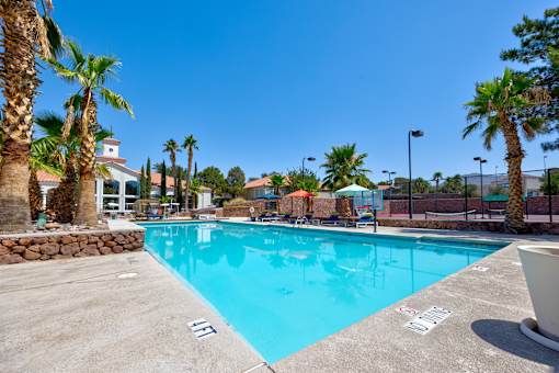 the swimming pool at the resort with palm trees