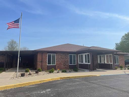 A building with a flag on top of a pole.