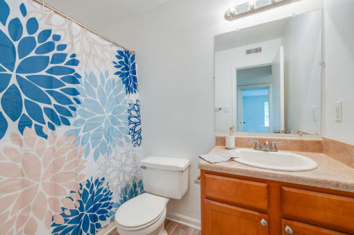 a bathroom with a toilet and a sink and a shower