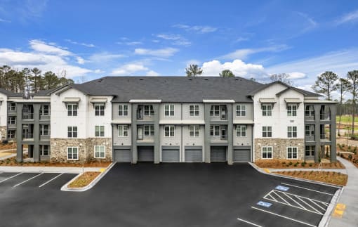 attached garages and parking spaces at Tapestry Overbrook in McDonough, Georgia