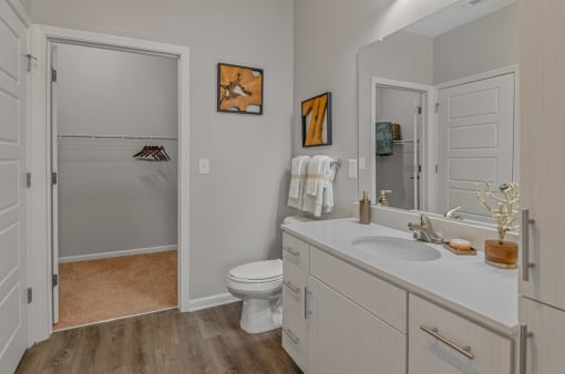 a bathroom with a sink and a toilet and a shower