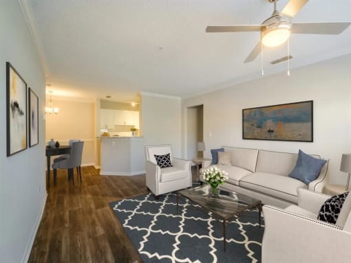 a living room with a couch and a coffee table