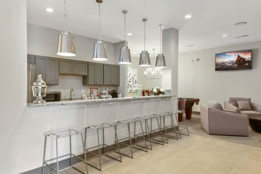 Bar Seating in Clubroom at Austin Place Apartments