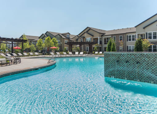 Swimming Pool  with Seating and Pergola at Tattersall Apartments, Chesapeake, Virginia