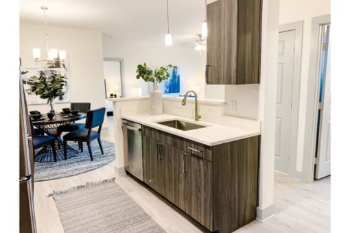a kitchen with a sink and a dishwasher