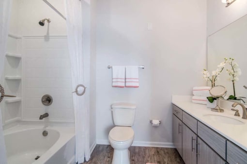 a bathroom with a toilet next to a bathtub