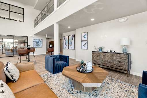 Living Room with a Rug at V on Broadway Apartments, Arizona