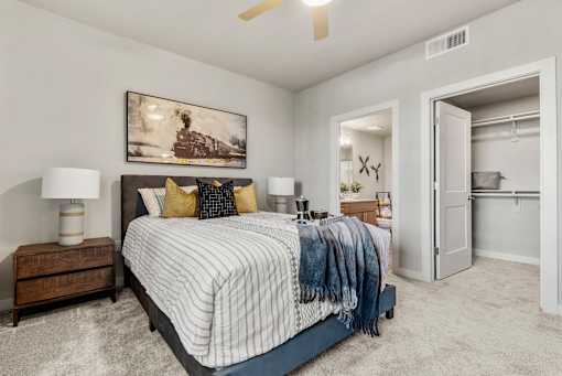 Bedroom with a Nightstands at V on Broadway Apartments, Arizona, 85281