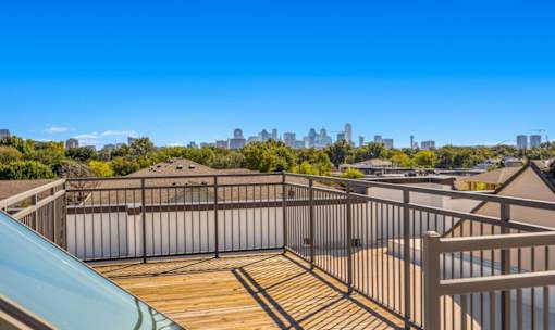 Rooftop deck with skyline views at Avion at West Lemmon Apartments, Dallas