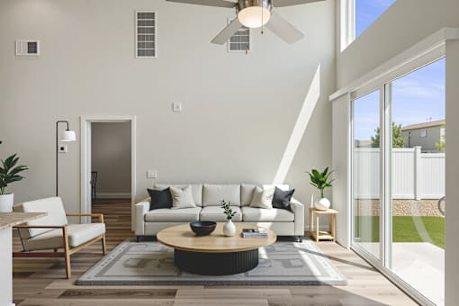 Living room with natural light at LINQ at South Mountain, Phoenix, Arizona