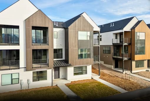 A modern residential area with houses having different designs.