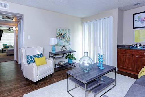 Furnished living room with mini bar