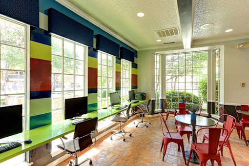 Business center with computers