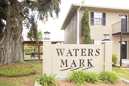 Monument sign at Waters Mark Apartment Homes, Gulfport